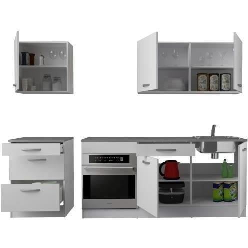 Cocina completa OSLO - 240 cm de ancho - Blanca - Encimera incluida
