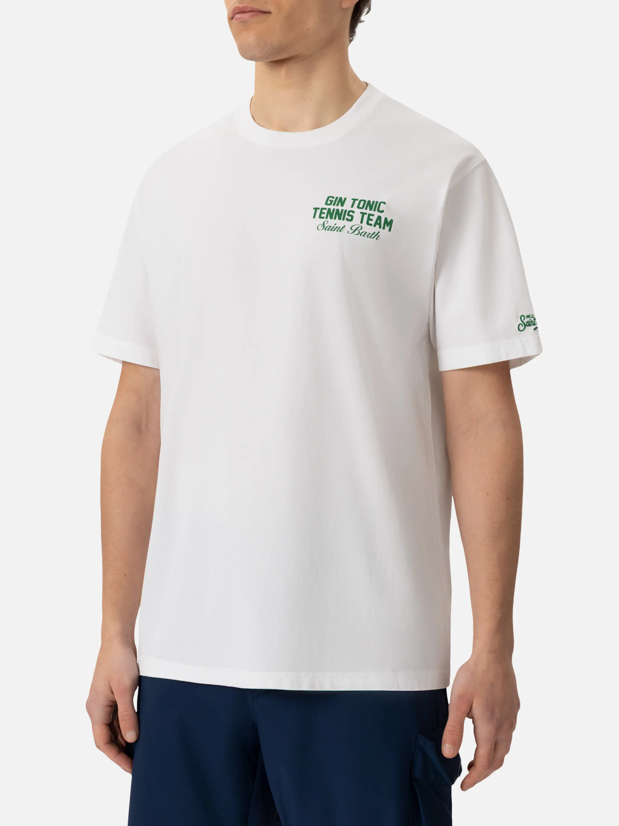 Heren katoenen T-shirt met kleine Gin Tonic-print