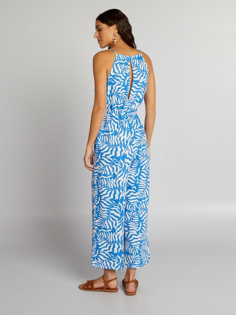 Macacão de linho estampado - AZUL