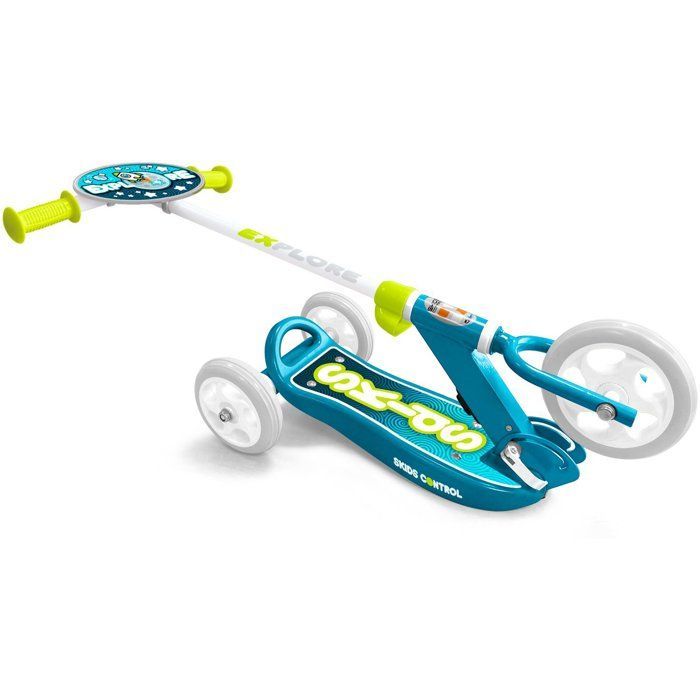 Trottinette 3 roues pliables - STAMP - Skids Control Explore - Bleu