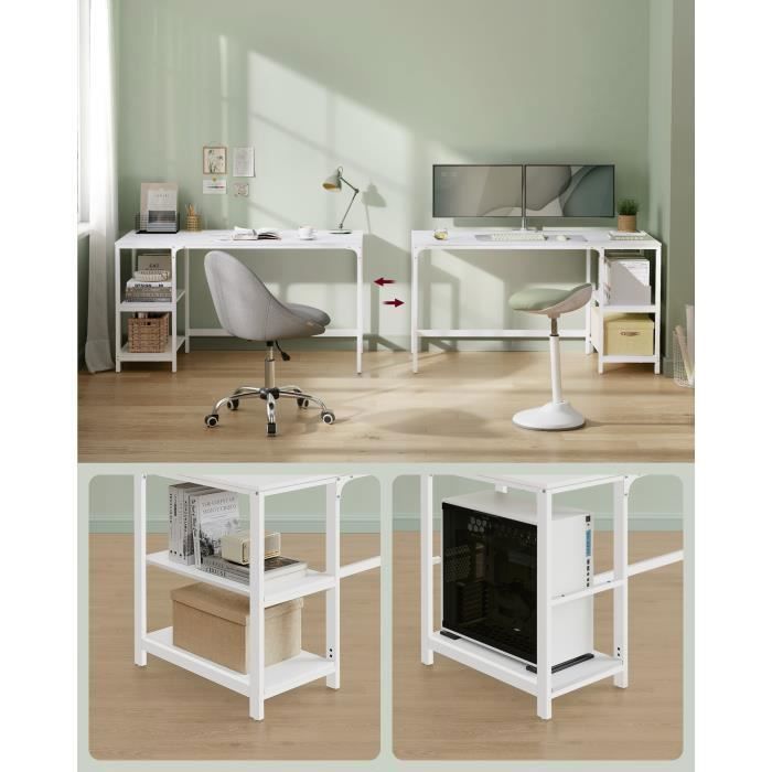 Scrivania con contenitore - VASAGLE - Postazione di lavoro - Struttura in acciaio - Stile moderno - Acero bianco