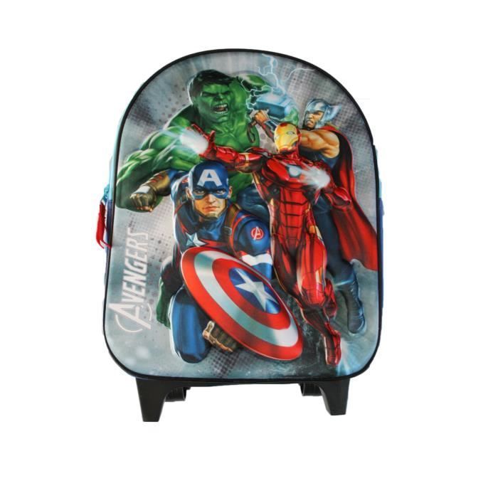 Mochila con ruedas de los Vengadores Salvan el Día (3D) - Negra - Infantil - Con cremallera