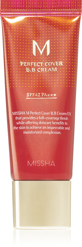 Missha M Perfect Cover BB cream com altíssima proteção UV, embalagem pequena