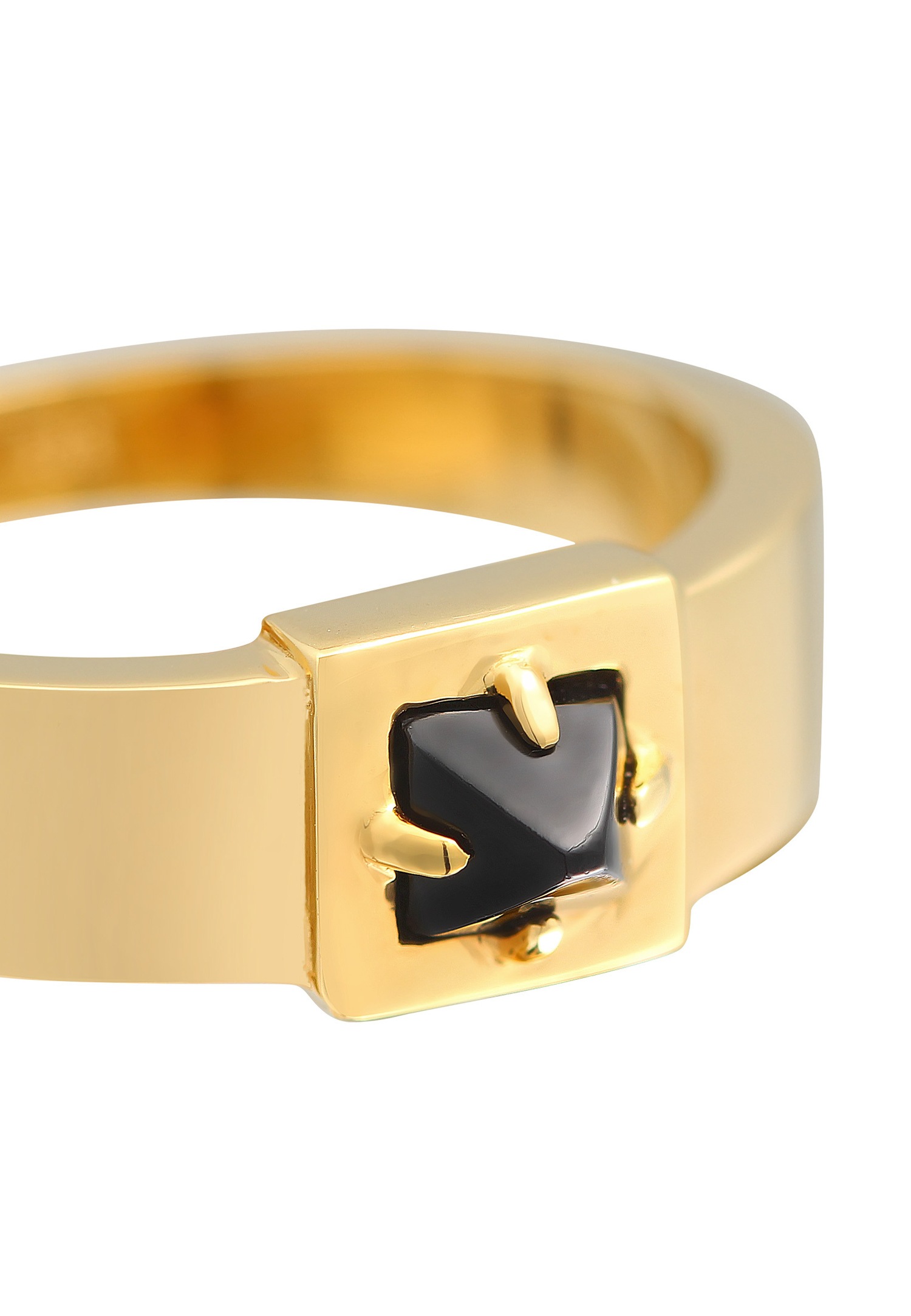 KUZZOI Hommes Solitaire Pyramide Massif avec pierre précieuse Onyx en argent sterling 925