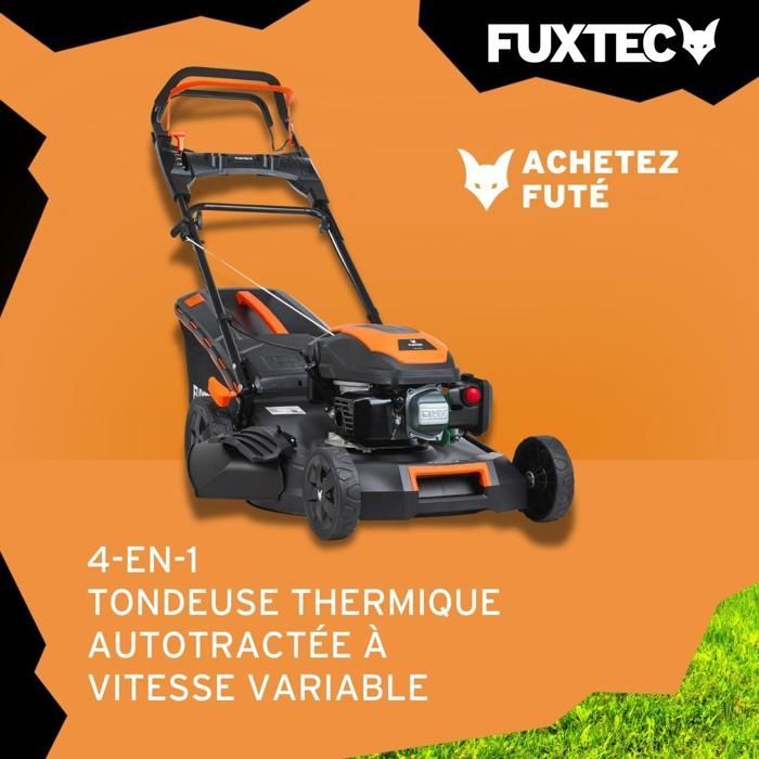 Cortador de grama a gasolina autopropelido FUXTEC 170cc, largura de corte de 51cm – Velocidade ajustável, coletor de grama de 60L, fácil de limpar – FX-RM5170PRO