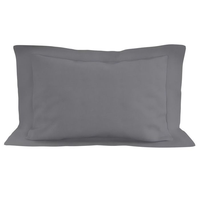 Funda de almohada de algodón, 57 hilos/cm², 50x70 cm, gris liso, de Soleil d'ocre.