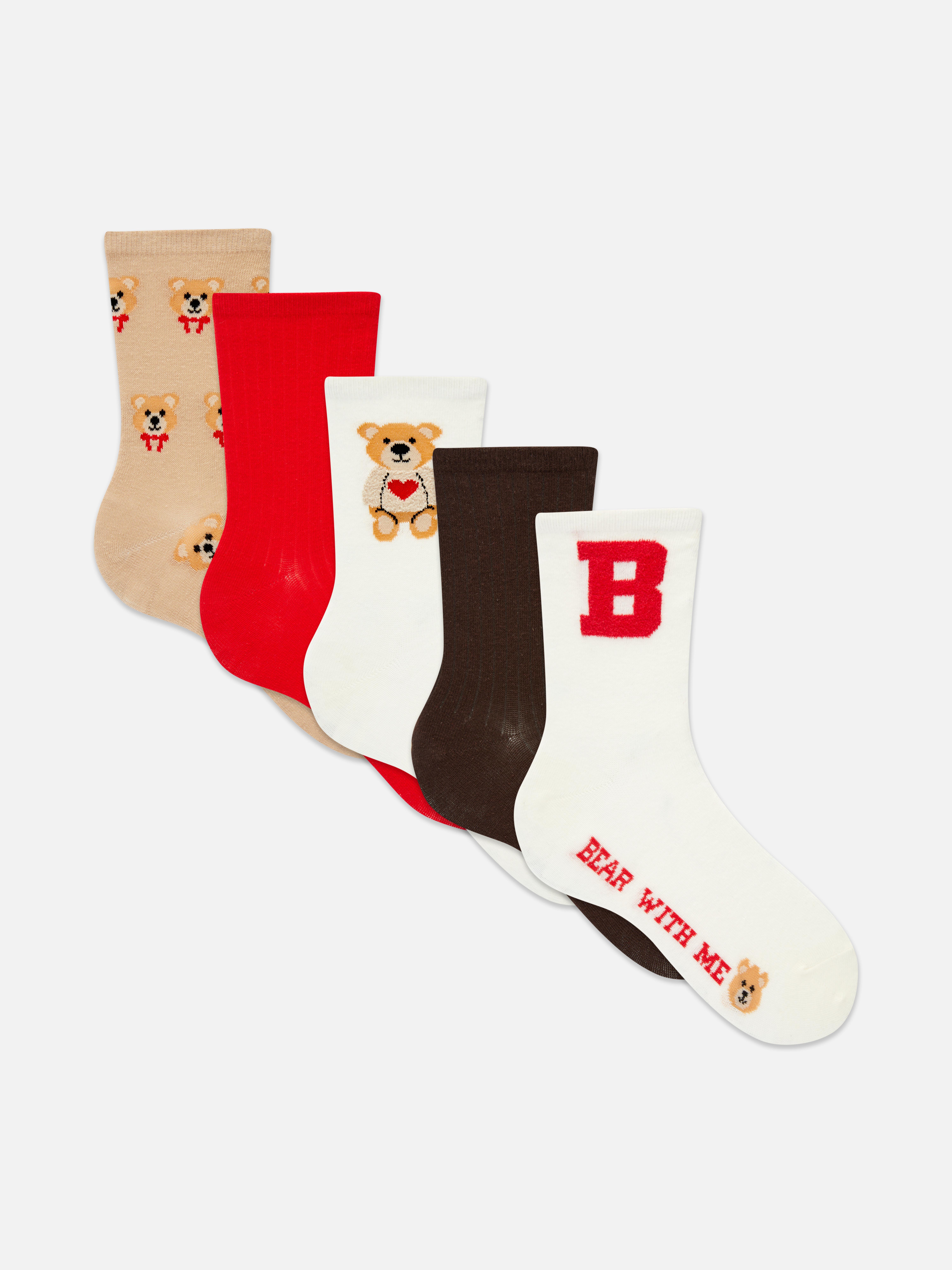 Wadenhohe Socken mit Bärenmuster, 5 Paar. Diese wadenhohen Socken mit Bärenmuster sind sowohl niedlich als auch praktisch.