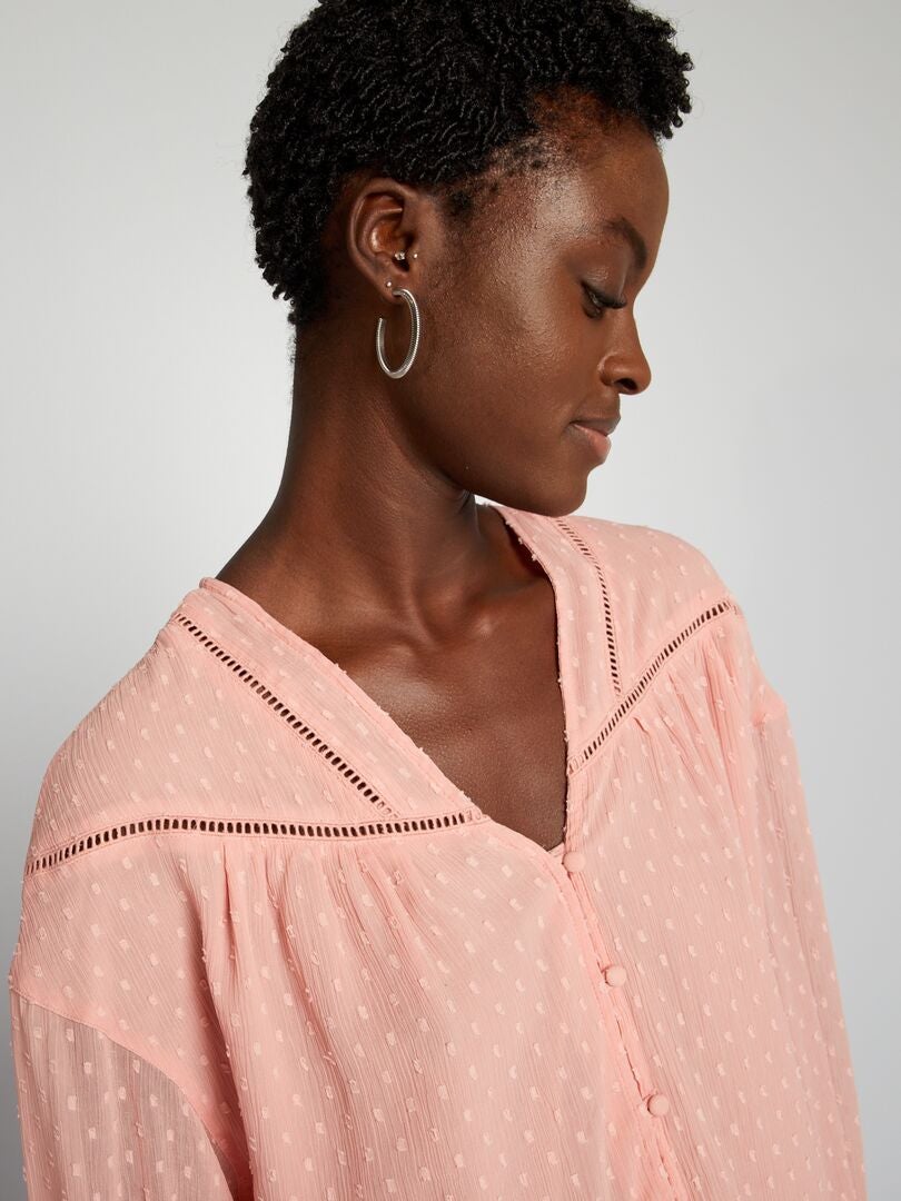 Blusa in voile con plumetis - ROSA