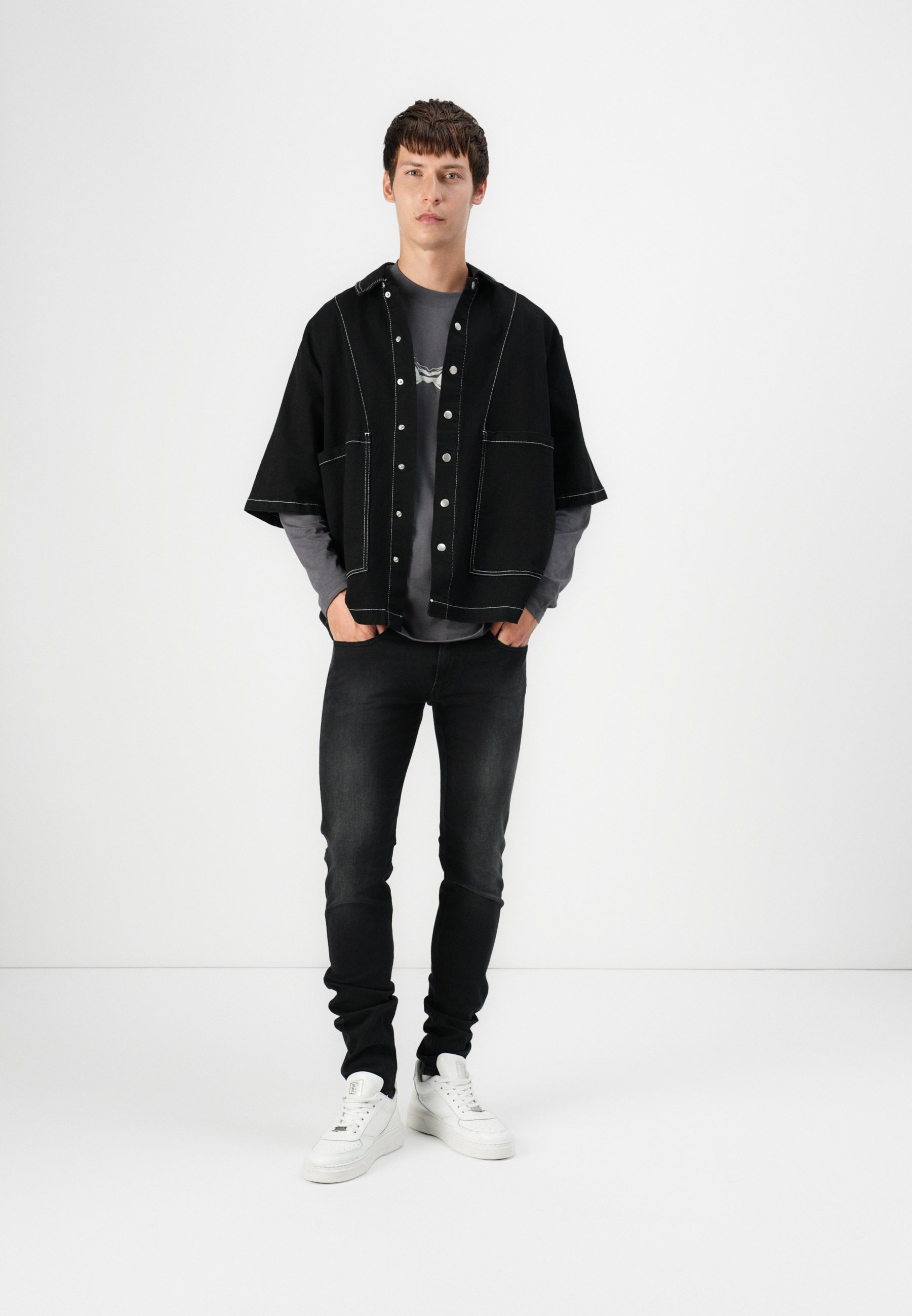 Replay ANBASS - Jeans slim - noir