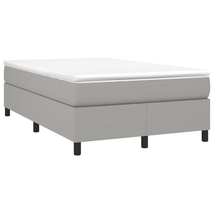 Base de cama estofada - AKOZON - 120x200 cm - Cinza claro - Com molas - Estrado de madeira compensada
