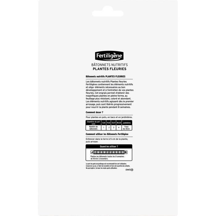 Engrais FERTILIGENE Batonnets Nutritifs Plantes Fleuries - 40 Batonnets
