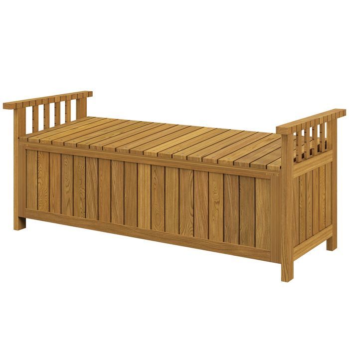Garden bench - Outsunny - 2-seater - 151L storage - armrests - wooden - 240 kg load capacity - 128.5 x 52 x 53.5 cm - brown