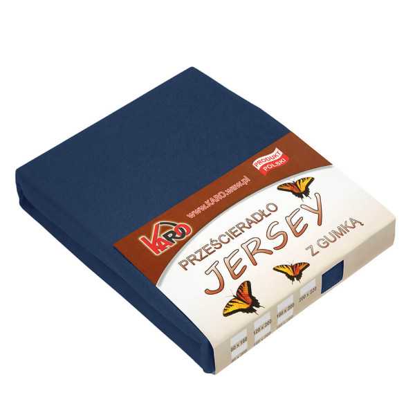 Prześcieradło jersey z gumką 60x120 granatowe 034 KARO