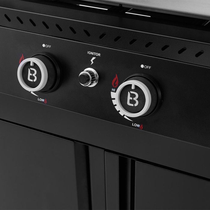 Plancha gaz Stellar 900 sur chariot 4 feux  – BRASERO BY FAVEX – Plaque inox XXL 86 x 53 cm – 16 kW – 12 à 14 convives - Capot