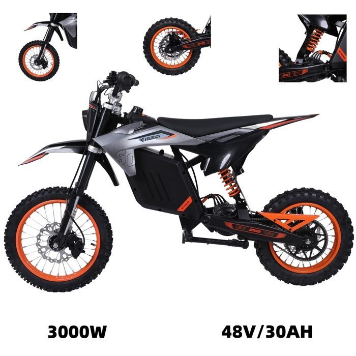 Motocicleta eléctrica FREEBOY-Y88 de 3000 W: 70 km/h, batería de 48 V/30 Ah, autonomía de 70 km, carga máxima de 150 kg.
