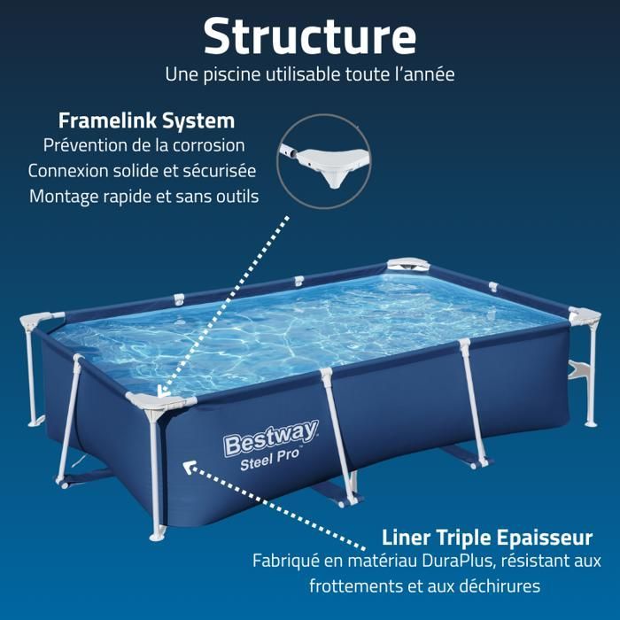 Bestway Piscine Rigide Adulte 259x170x61 cm Jardin 56403