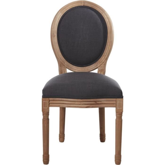 Set of 2 - MEDAILLON Chair Grey - Fabric with Wooden Legs