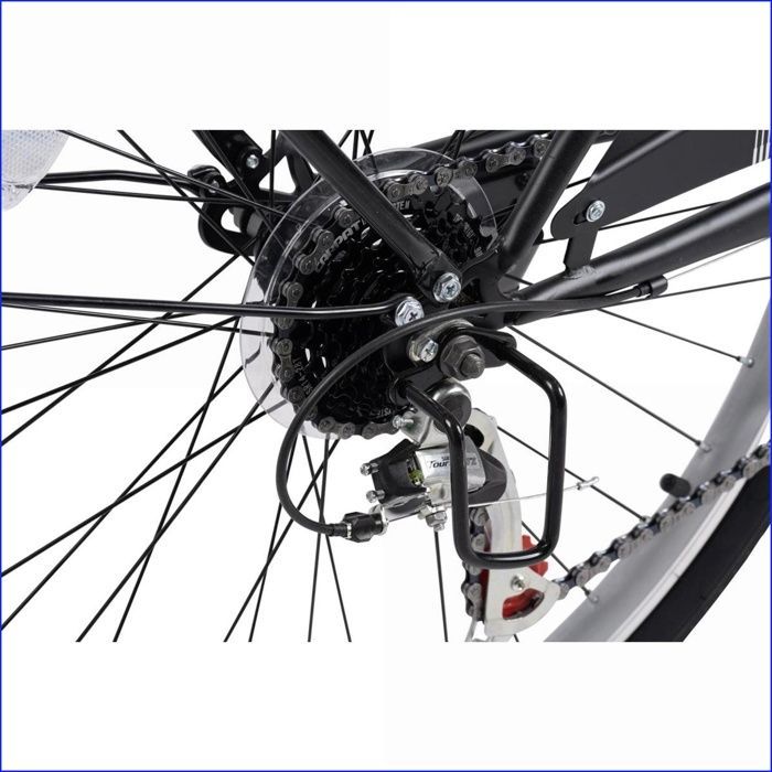 Vélo de ville Carpat - 26'' 7 vitesses Shimano - V-Brake - Porteur + Panier avant - Noir