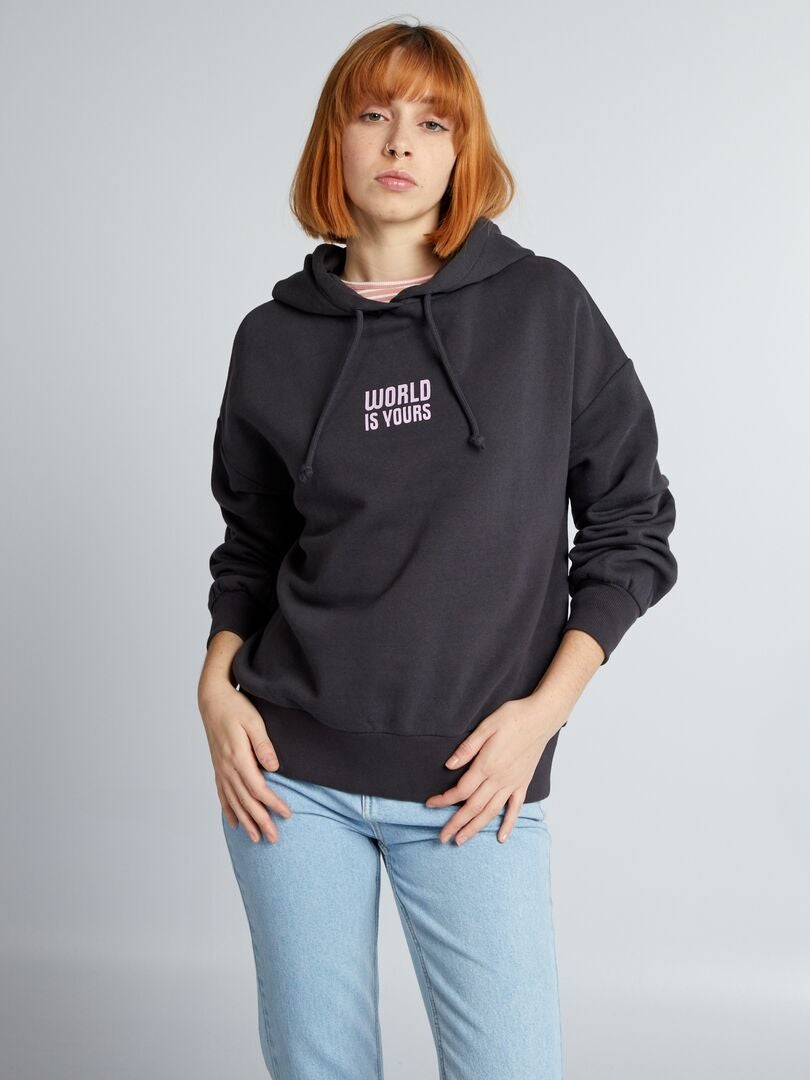Sudadera con capucha estampada - NEGRA