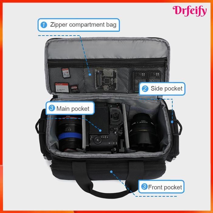 Bolso para cámara réflex digital Akozon, bolso para cámara, bolso de hombro para cámara óptica, negro