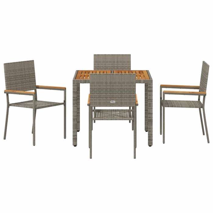 STAR SALE® Juego de mesa y sillas de jardín (5 piezas) - Resistente a los rayos UV - Poliratán gris 90x90x75 cm T83