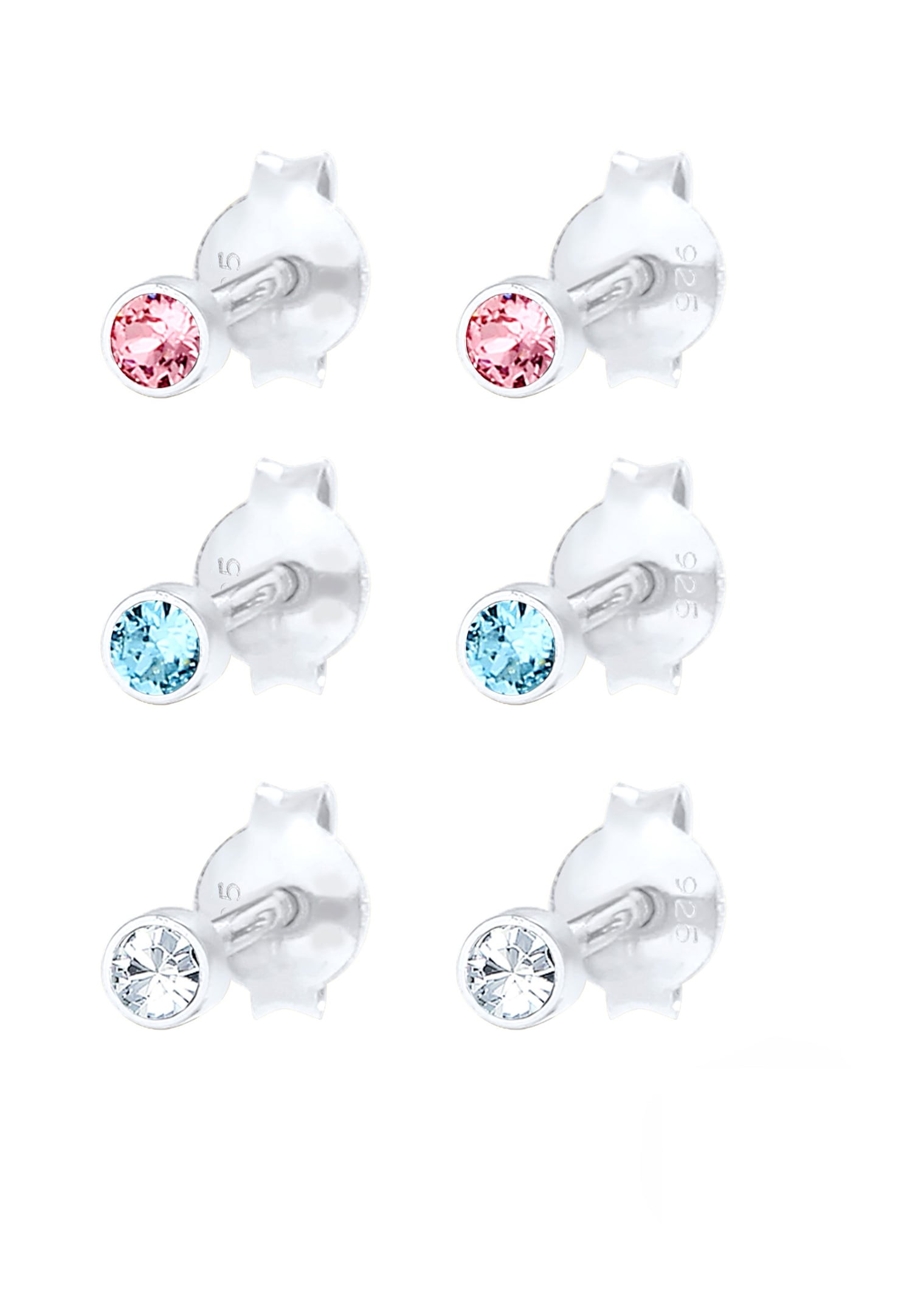 Elli Enfants Basic Multicolore Bleu Rose avec cristaux en argent sterling 925