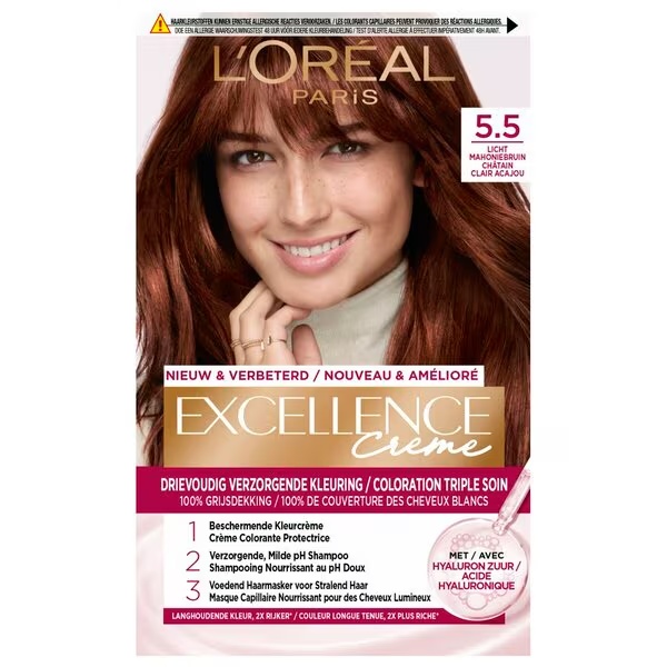 L'Oréal Paris Excellence Crème 5.5 gaiši sarkankoka brūna permanentā matu krāsa