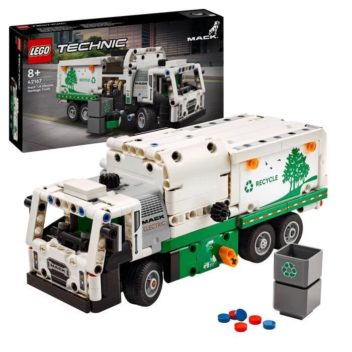 LEGO® 42167 Technic Mack LR Electric Camion Poubelle, Jouet de Camion Électrique, Véhicule de Recyclage