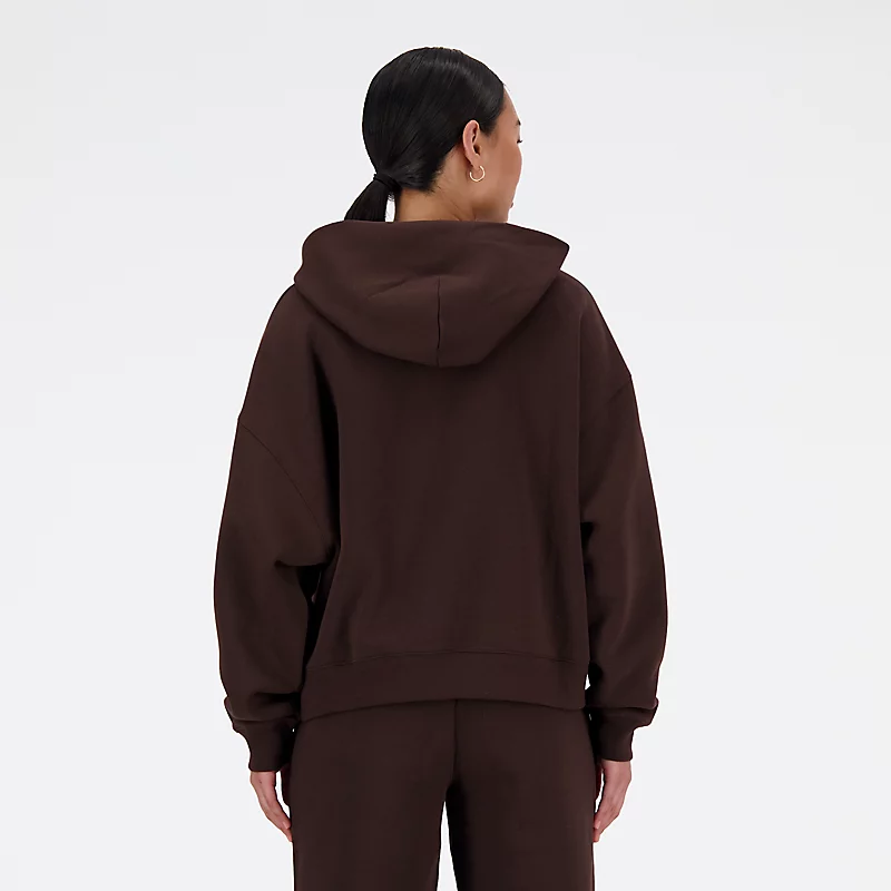 Damen-Fleece-Hoodie Linear Heritage mit gebürsteter Rückseite – SCHWARZ & KAFFEE