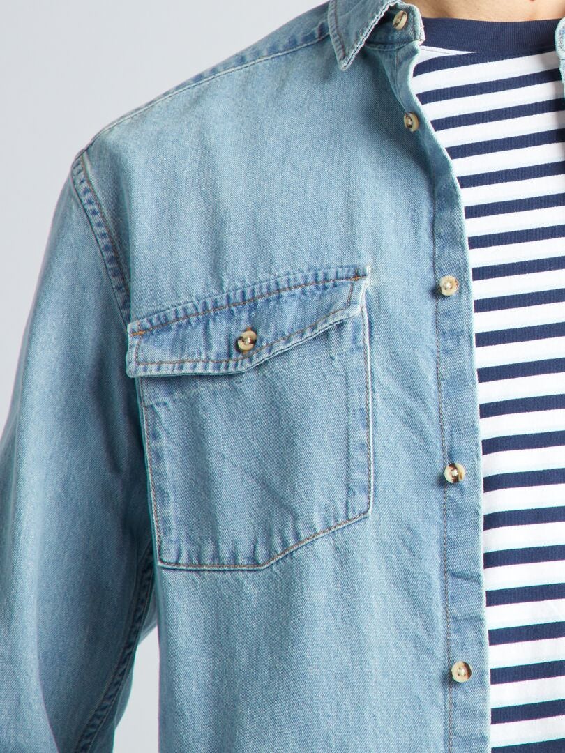 Camisa jeans de corte regular - AZUL