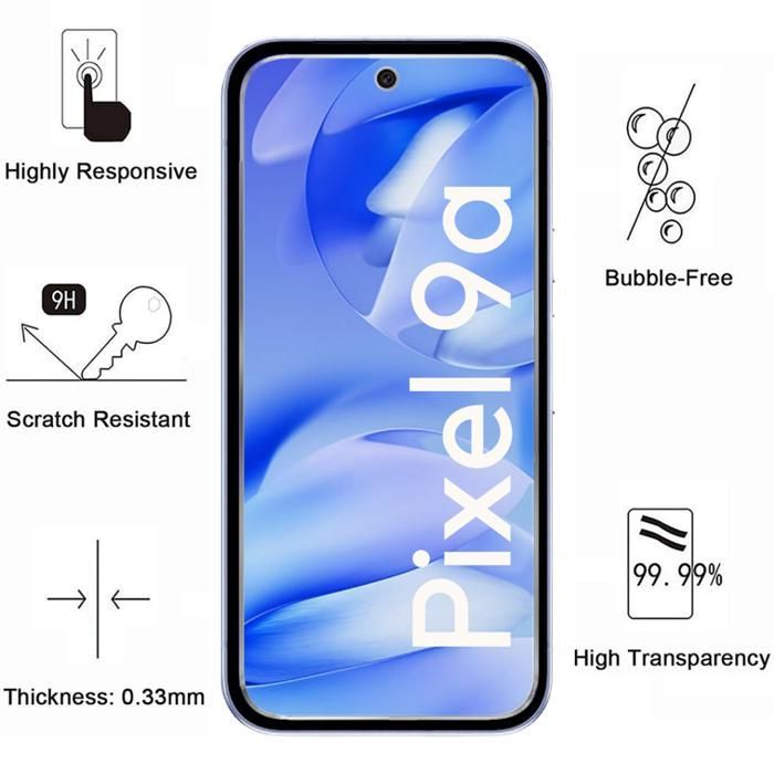 Coque antichoc - Phonillico® - Google Pixel 9a - Souple - Transparent - 2 Verres Trempé