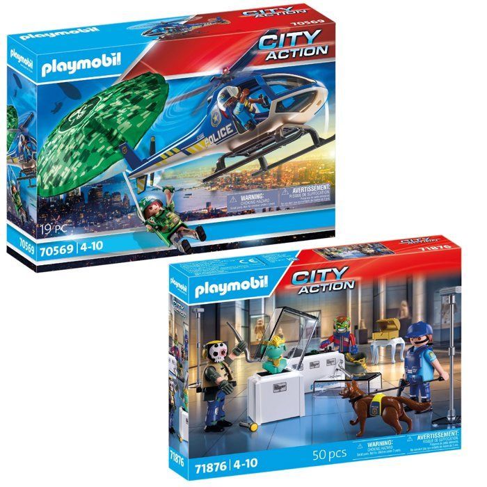 Playmobil pack Police voleur Hélicoptère de police (70569) + Arrestation de cambrioleurs (71876)