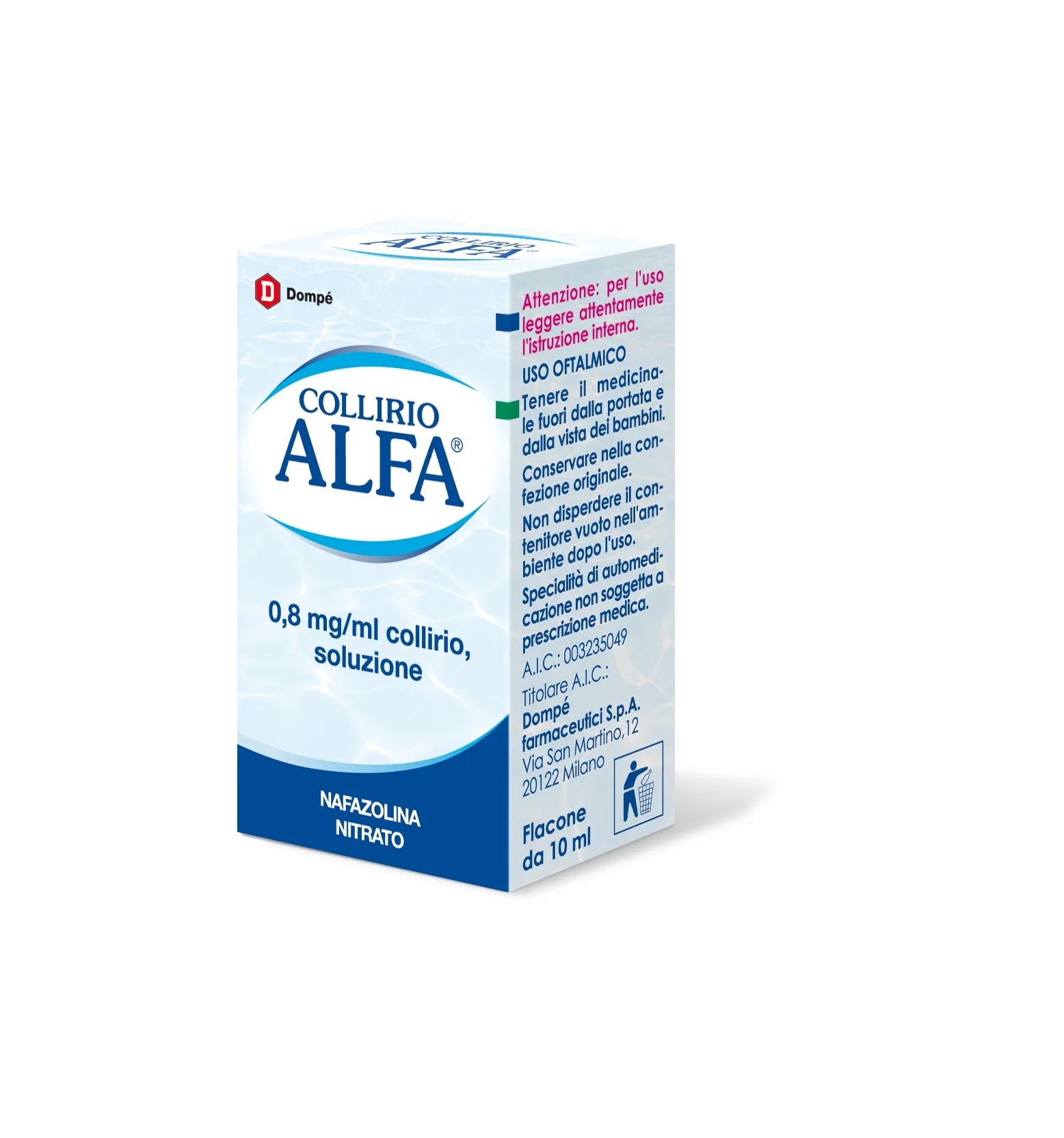 ALFA COLLIRIO Alfa decongestieve druppels 10 ml 0,8 mg/ml druppels tegen tranende ogen en een branderig gevoel
