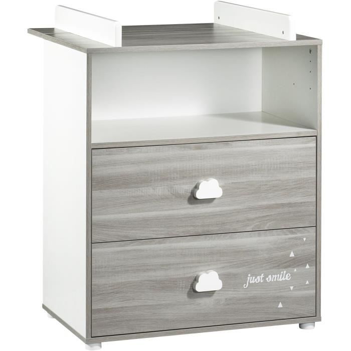 Chambre bébé complète - Lit 120x60 et commode à langer - BABY PRICE - SMILE - Chêne silex