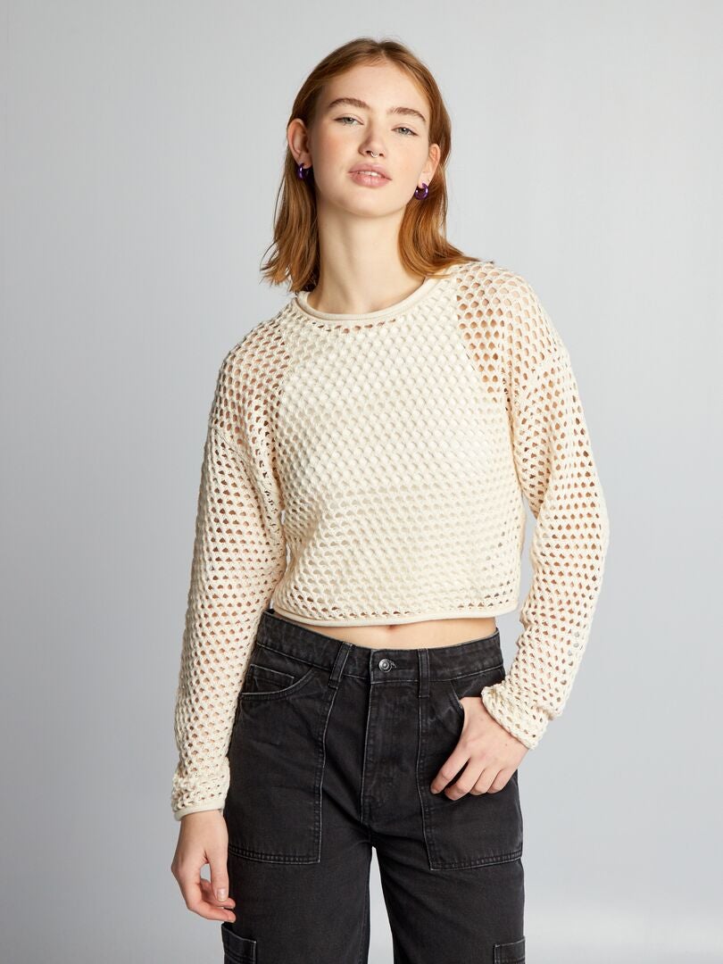Jersey de punto calado - BEIGE