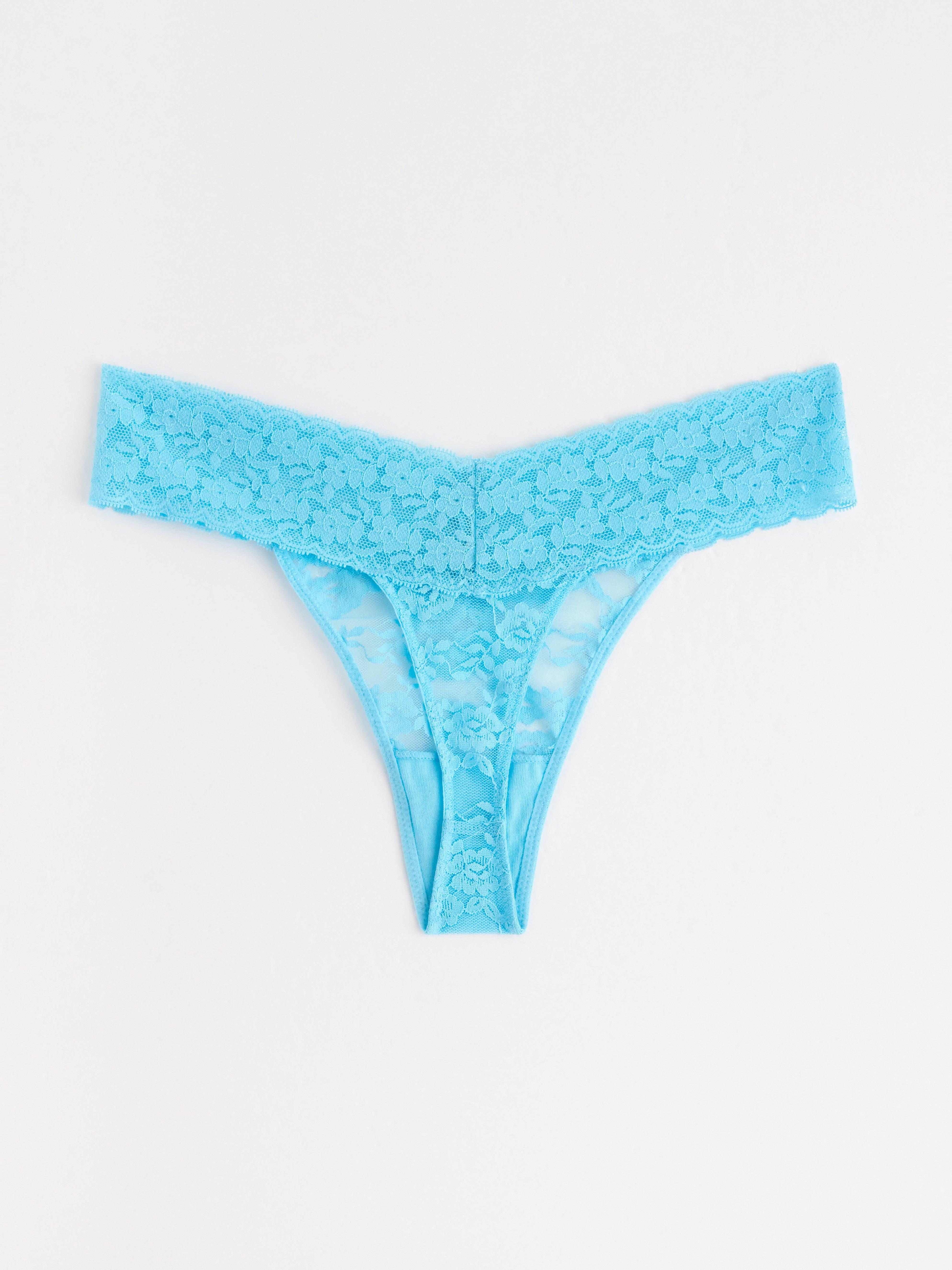 Stringtrosa i spets Turquoise
