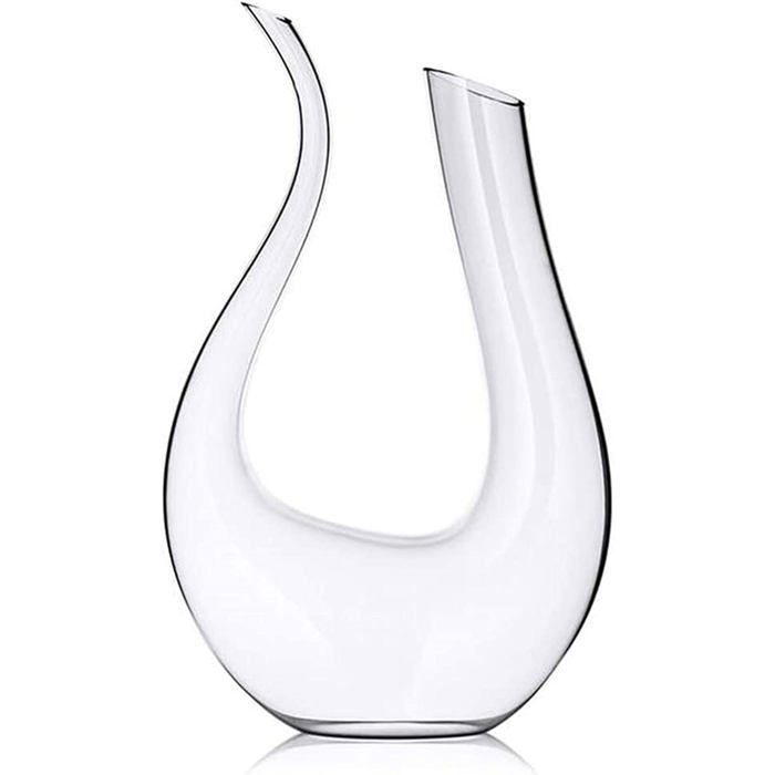 Carafe à vin en cristal soufflé à la main,, en forme de U, 1,5 l