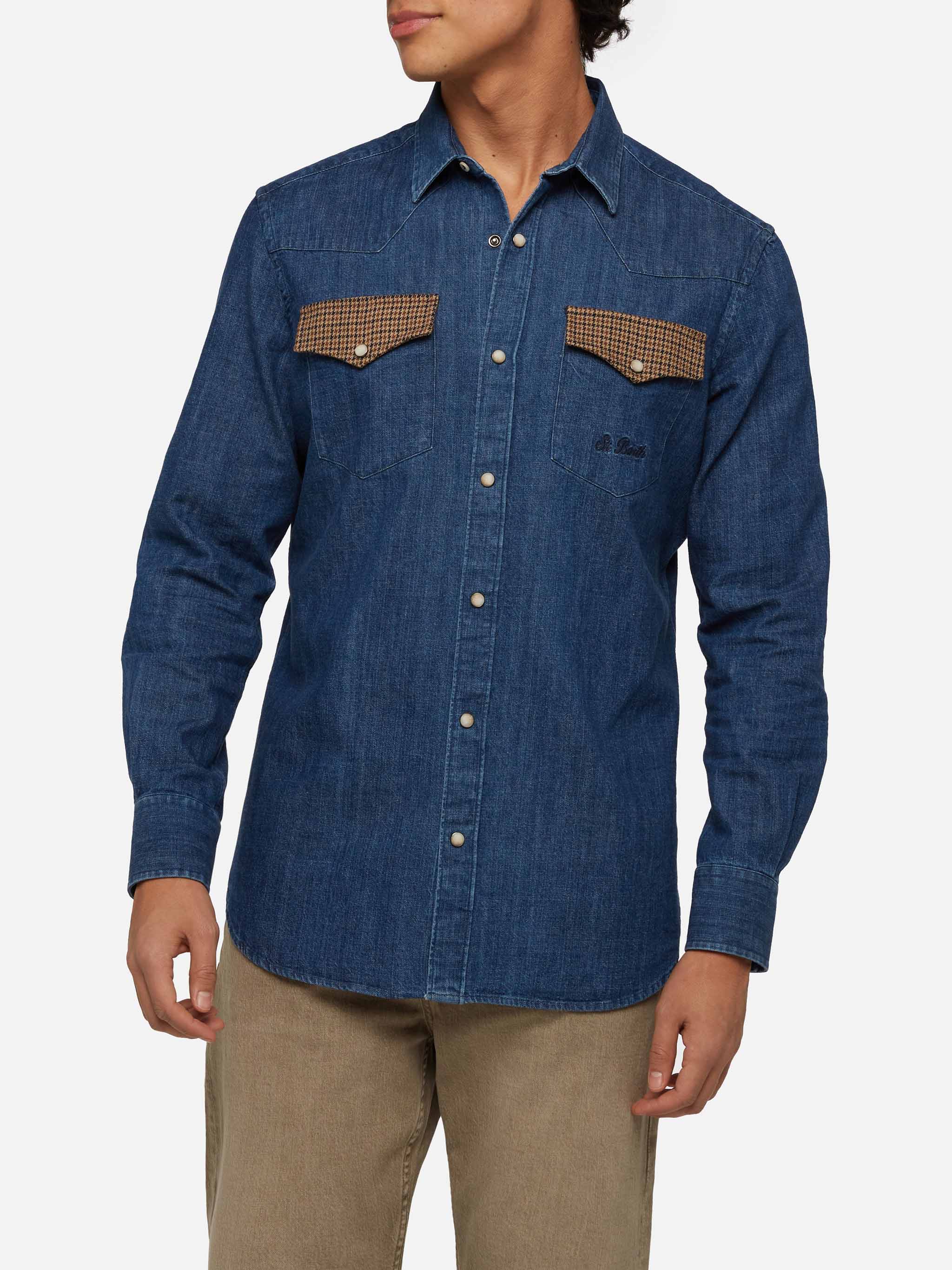 Greg denim shirt met kippenpootjes als bovenkant