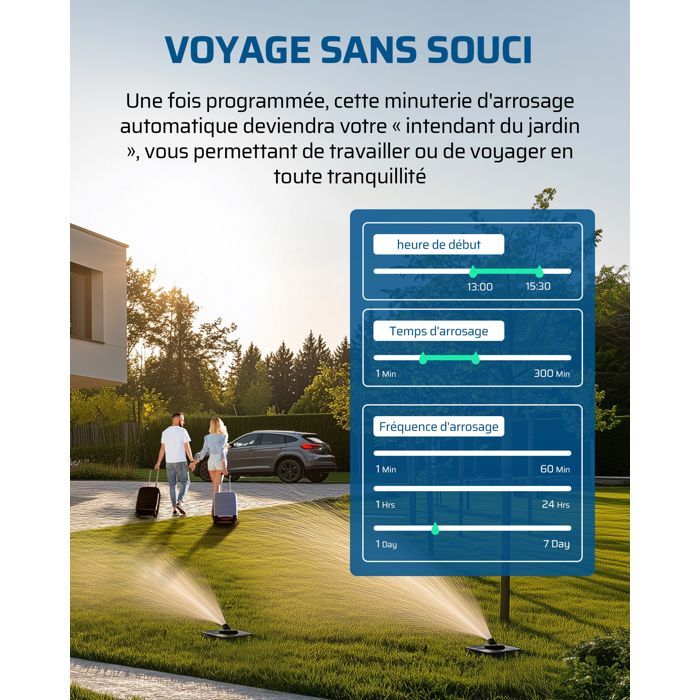 DEWENWILS Programmateur d’arrosage extérieur 2 voies - mode auto & manuel - minuteur d’arrosage automatique pour jardin IP55