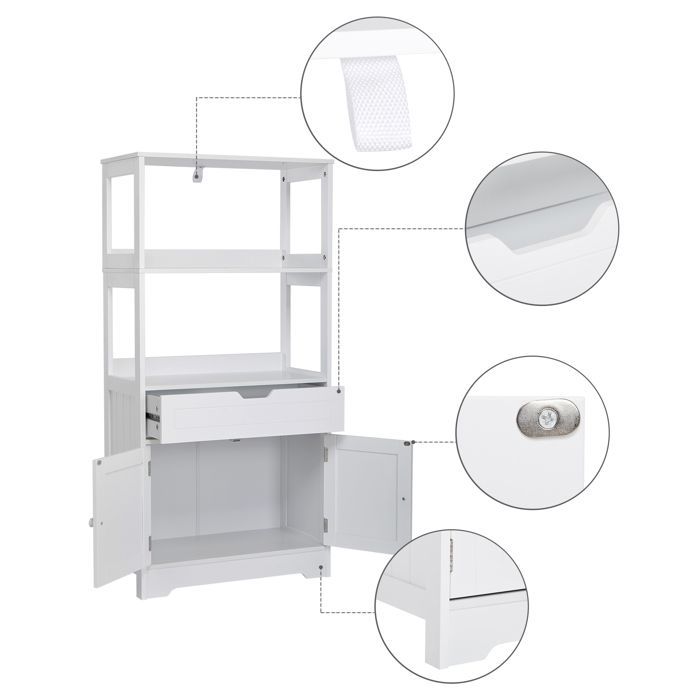 Mueble de almacenamiento para baño con estantes, cajones y armario con puerta, para baño, cocina y sala de estar - Mondeer