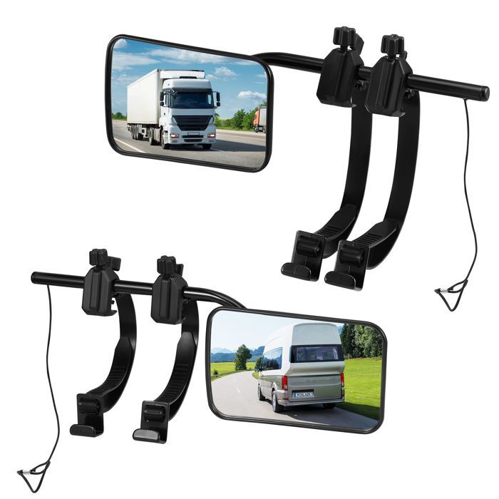Set di 2 specchietti retrovisori per roulotte, specchietti per rimorchio, specchietti per camper, specchietti estensibili regolabili con cinghie