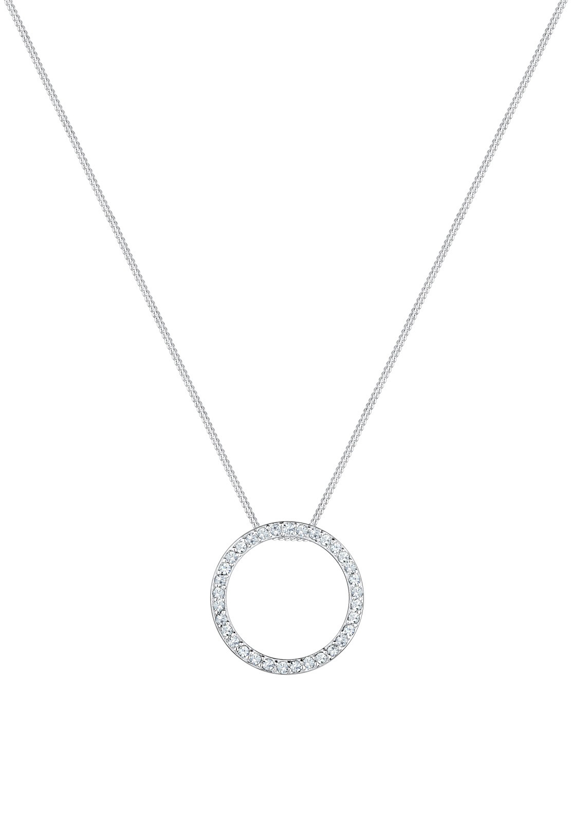 Elli Femmes Cercle Pendentif Classique avec Cristaux en Argent Sterling 925