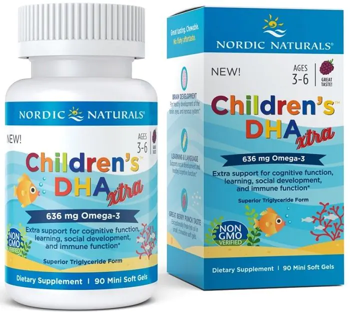 Nordic Naturals Children's DHA Xtra 636mg Berry Punch, Kapsułki żelowe z kwasami Omega-3 dla dzieci od 3. roku życia, Smak ponczu jagodowego