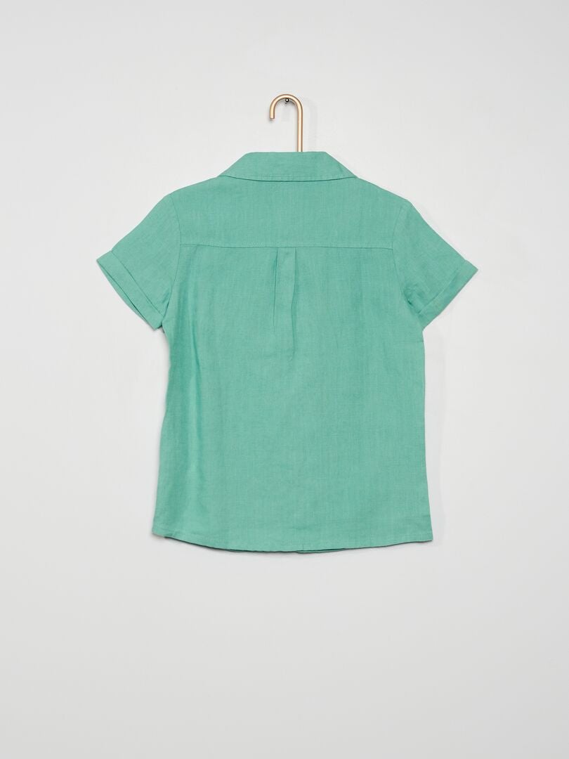 Camisa de lino de corte regular - VERDE