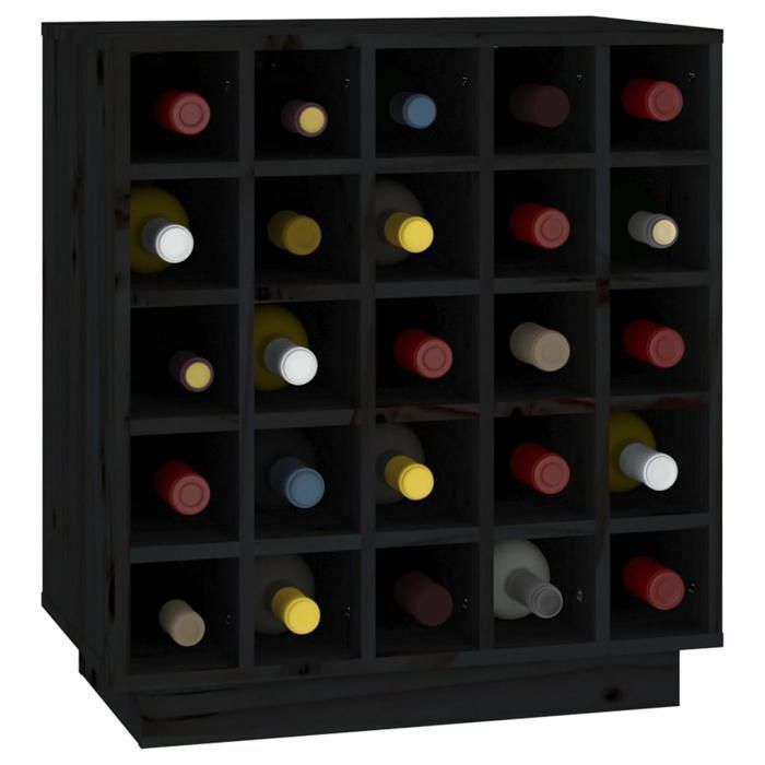 Noir Armoire à vin/Porte Bouteille - CLARENCE - Noir 55,5x34x61 cm Bois de pin massif LV1155