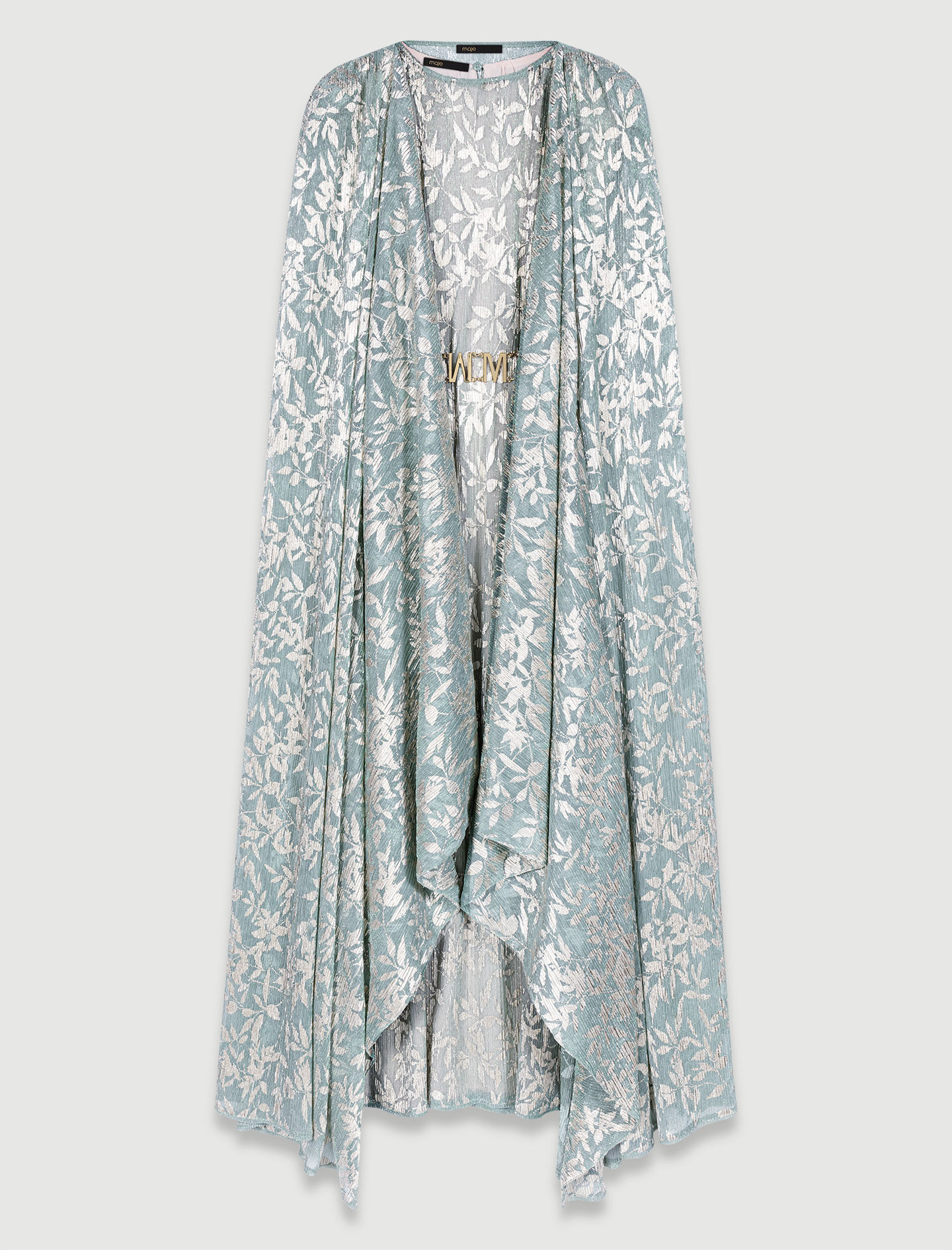Rochie lungă cu pelerină - Vert Clair/ Doré