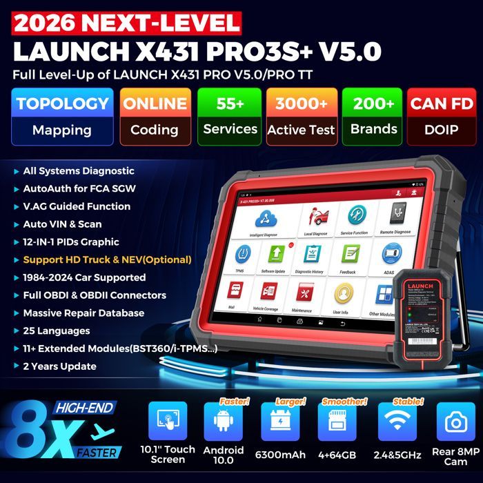 Launch X431 PRO3S +V5.0 Car Diagnostic Tool, Bidirectional, Topology Mapping, Complete OBD2 Diagnostic System
