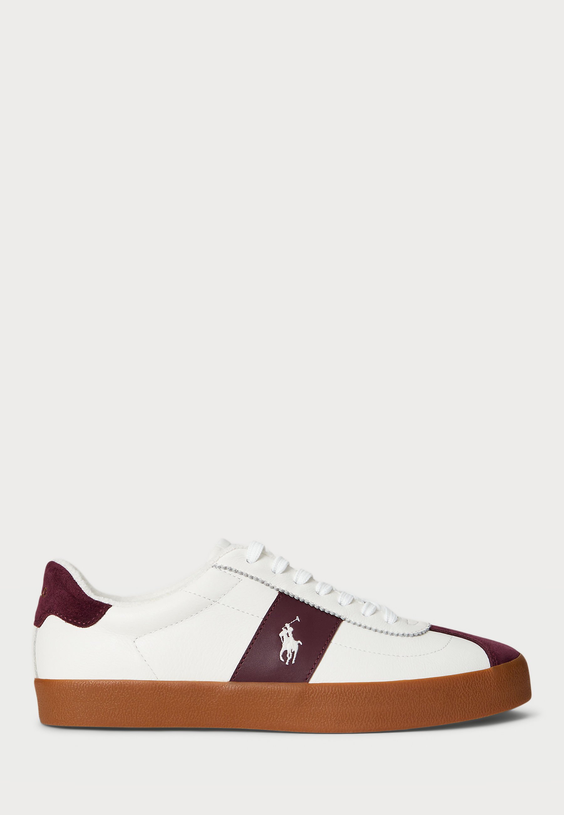 Polo Ralph Lauren COURT VULC LEATHER-SUEDE SNEAKER UNISEX - Sneakers - deckwash wit/wijnrood