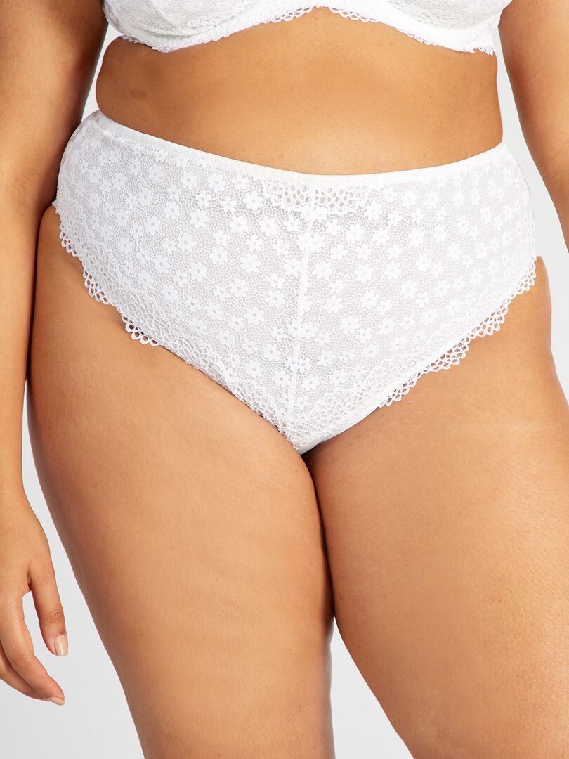 Kanten string met microvezel - wit