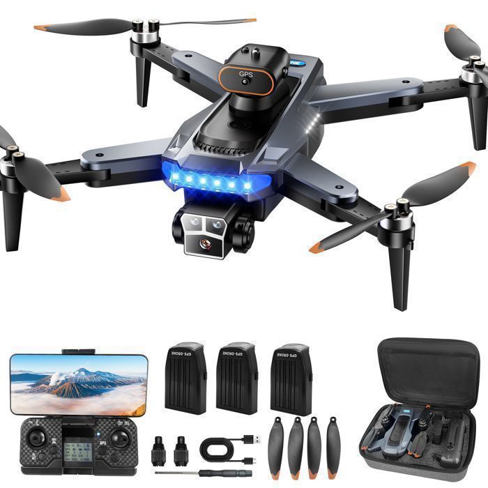 HYTOBP P17 Pro ammattimainen 4K GPS-drone, jossa on kolmoiskamera FPV:llä, Wi-Fi ja 5G, harjattomat moottorit ja kolme akkua